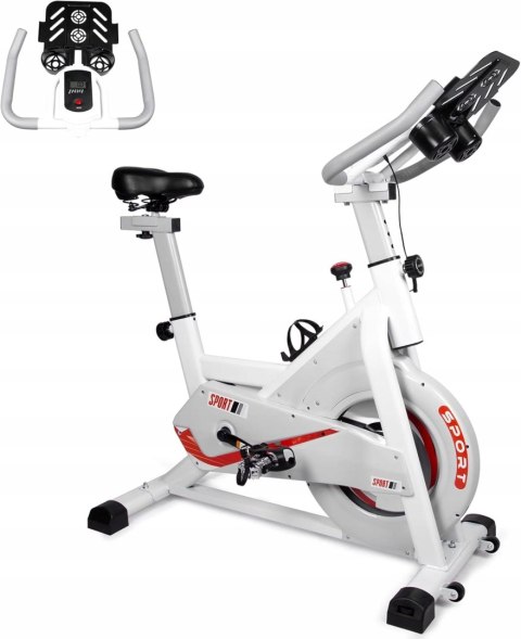 Rower treningowy EVOLAND z 8-poziomową regulacją oporu, biały