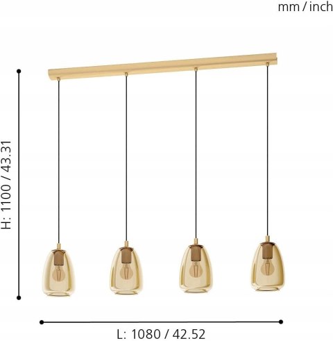 Lampa wisząca ALOBRASE mosiądz Lampa wisząca ALOBRASE mosiądz