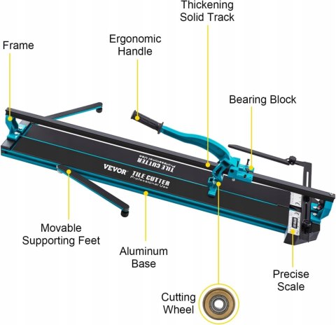 VEVOR 24-calowa Przecinarka Do Płytek, pozycjonowanie laserowe