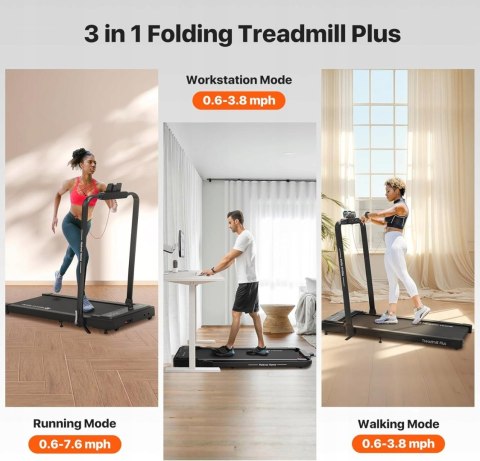 Bieżnia Mobvoi składana 3w1 Kompaktowa 2,5 KM pilot do domu biura 1-12 km/h