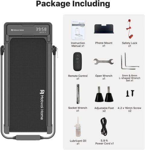 Bieżnia Mobvoi składana 3w1 Kompaktowa 2,5 KM pilot do domu biura 1-12 km/h