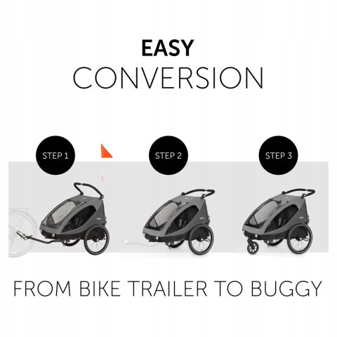 Hauck Przyczepa rowerowa 2 w 1 Buggy DRYK DUO grey Hauck Przyczepa rowerowa 2 w 1 Buggy DRYK DUO grey