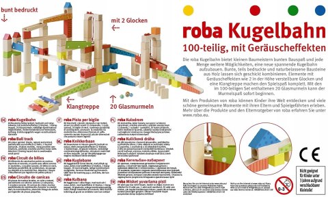 Roba klocki drewniane 100 el. tor kulkowy kulodrom Roba klocki drewniane 100 el. tor kulkowy kulodrom