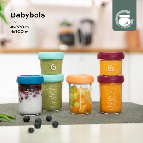 Babymoov Pojemniki słoiczki do żywności szklane 8 sztuk 100ml; 220ml Babymoov Pojemniki słoiczki do żywności szklane 8 sztuk 100ml; 220ml