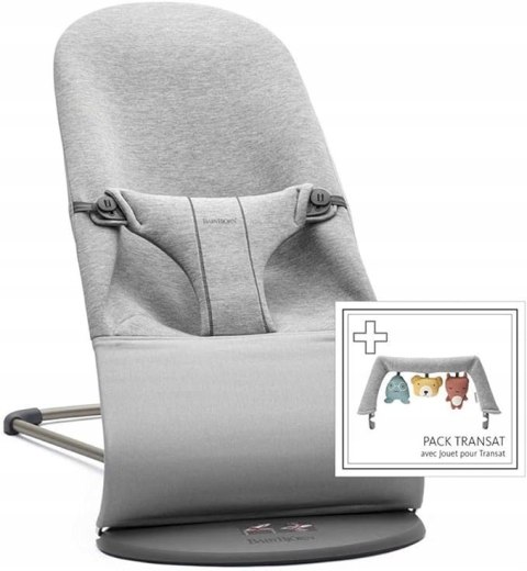 BabyBjorn Leżaczek Bliss + pałąk z zabawkami jasnoszary BabyBjorn Leżaczek Bliss + pałąk z zabawkami jasnoszary