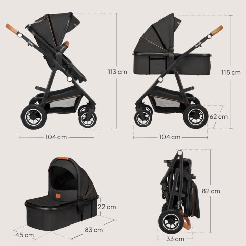 Wózek Lionelo Amber szary 3w1