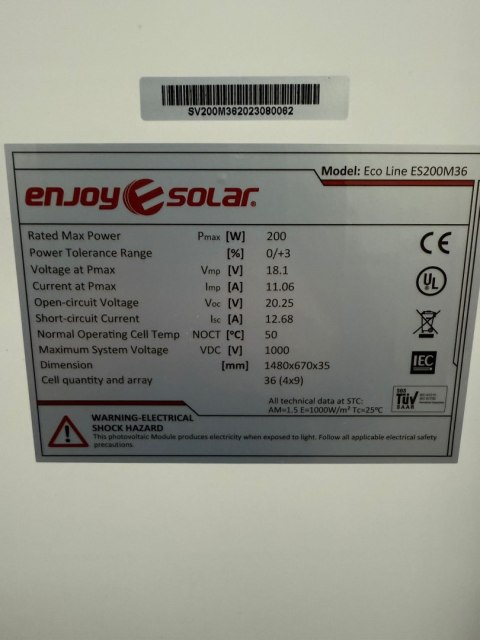 Enjoysolar Monokrystaliczny Panel Słoneczny 200W