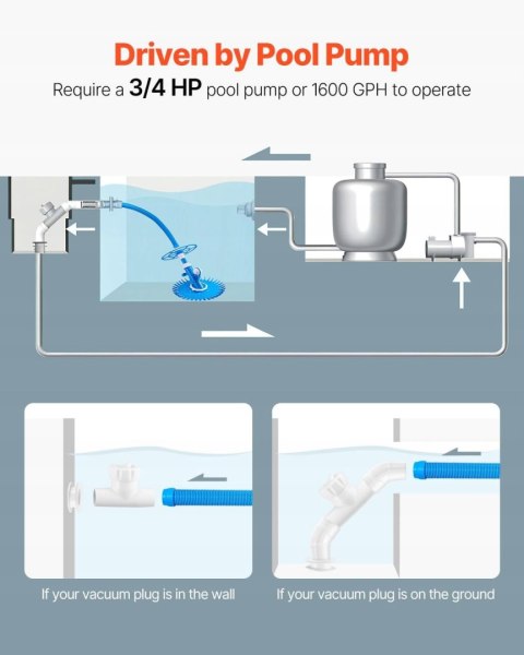 VEVOR Odkurzacz Basenowy Z Funkcją Ssania 12 Węży I Uszczelniona Przyssawka