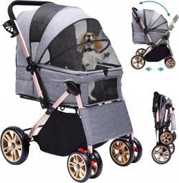 YITAHOME Wózek dla psa kota składany aluminium 360° do 22kg szary