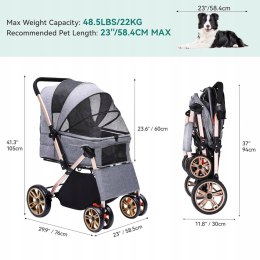 YITAHOME Wózek dla psa kota składany aluminium 360° do 22kg szary