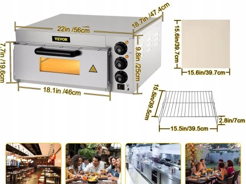 VEVOR Mini piekarnik elektryczny piec do pizzy 2000 W