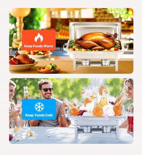 VEVOR Zestaw 6 szt, stal nierdzewna podgrzewacz do gastronomii