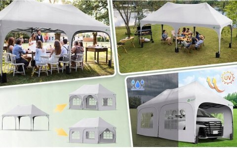 VOUNOT Pawilon ogrodowy, wodoszczelny, 3 x 6 m z 6 ścianami bocznymi