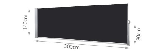 VOUNOT markiza balkonowa tarasowa 300 x 140 cm kolor czarny