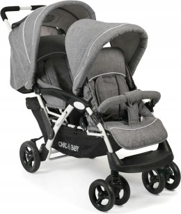 WÓZEK BLIŹNIACZY Rok po roku CHIC 4 BABY DUO grey