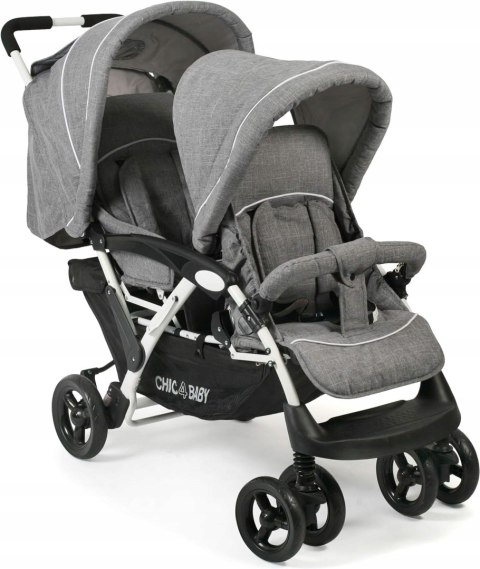 WÓZEK BLIŹNIACZY Rok po roku CHIC 4 BABY DUO grey
