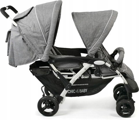 WÓZEK BLIŹNIACZY Rok po roku CHIC 4 BABY DUO grey