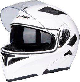 JIEKAI Kask motocyklowy z pełną twarzą, odchylany do góry, Czarny mat XL