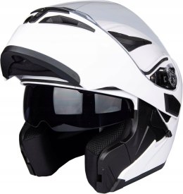 JIEKAI Kask motocyklowy z pełną twarzą, odchylany do góry, Czarny mat XL