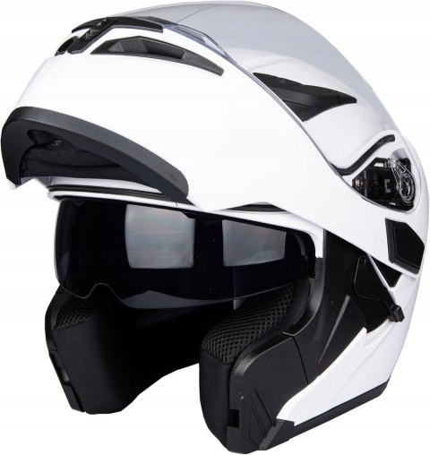 JIEKAI Kask motocyklowy z pełną twarzą, odchylany do góry, Czarny mat XL