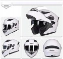 JIEKAI Kask motocyklowy z pełną twarzą, odchylany do góry, Czarny mat XL