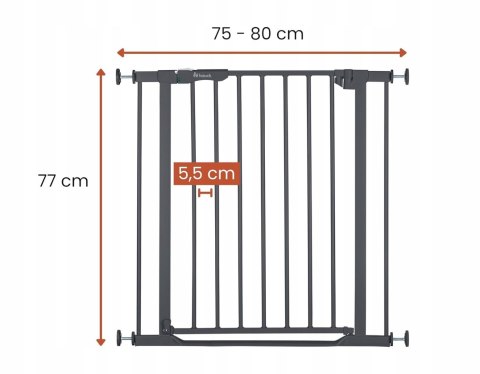 Bramka Hauck Clear Step Autoclose 2 Barierka 75-80 cm