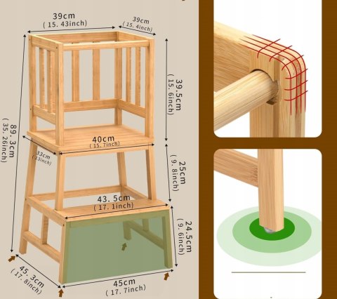 COSYLAND Wieża edukacyjna dla dzieci Bambus