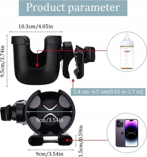 Uchwyt do wózka uniwersalny Suranew czarny