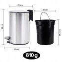 BADIONA Kosz Łazienkowy 5L Ze Stali Nierdzewnej z Pedałem Srebrny
