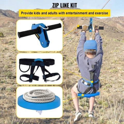 VEVOR Zestaw Tyrolki Zipline 24,4 m