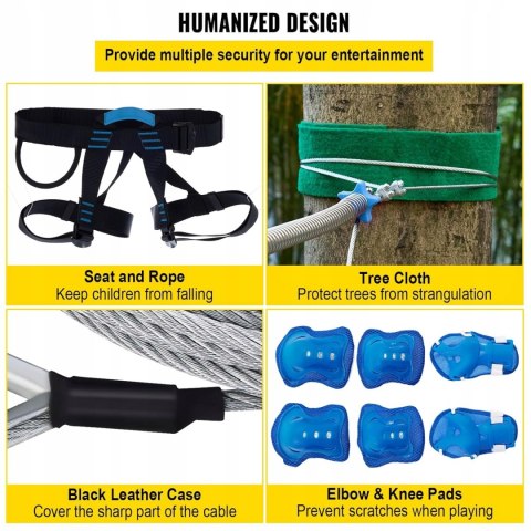 VEVOR Zestaw Tyrolki Zipline 24,4 m