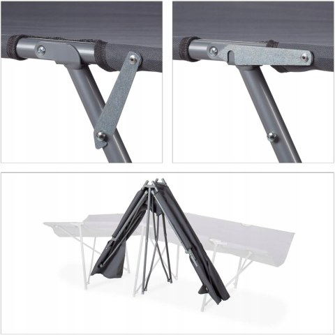 Łóżko Polowe Kempingowe Relaxdays 215 cm x 80 cm szary