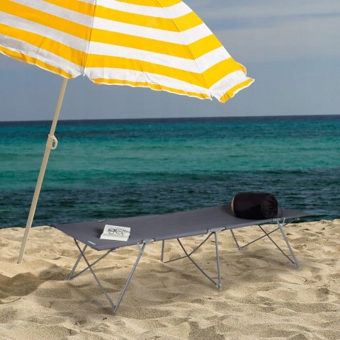 Łóżko Polowe Kempingowe Relaxdays 215 cm x 80 cm szary