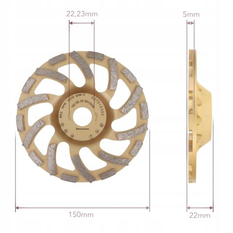 PRODIAMANT Diamentowa Ściernica 150 mm