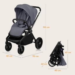 LIONELO Mika 3w1 zestaw spacerówka, gondola i fotelik Grey