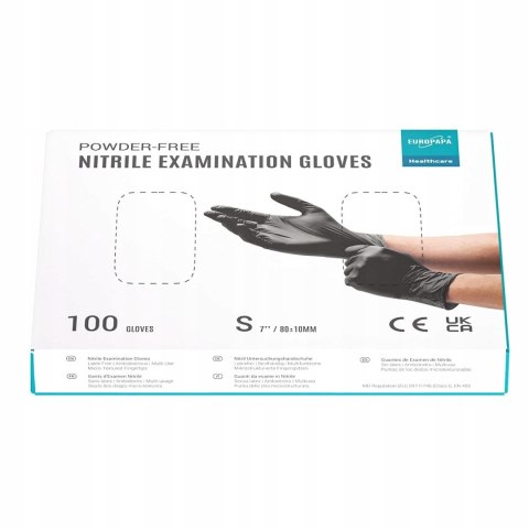 EUROPAPA 100 x jednorazowe rękawiczki nitrylowe bez talku rękawice S