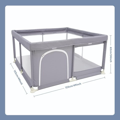 Kojec dla dzieci 125 x 125 cm szary