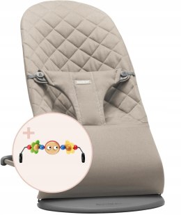 Leżaczek BLISS Piaskowy Szary Woven + pałąk