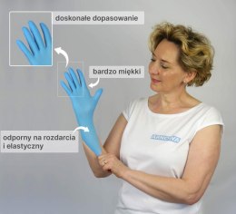 RĘKAWICE NITRYLOWE BEZPUDROWE 100 SZTUK BLUE S