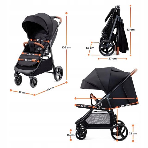 Wózek spacerowy 22 kg LEKKI Kinderkraft DUŻE KOŁA