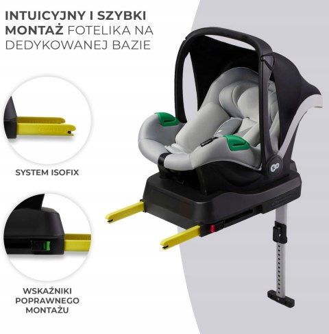 Fotelik samochodowy Mink Pro i-Size 40-75 cm Kinderkraft baza ISOFIX szary