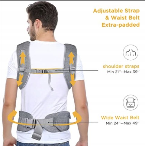 Nosidełko GAGAKU dla niemowląt 0-12 m szary