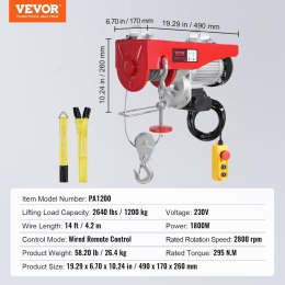 VEVOR Elektryczna Wciągarka Linowa 1200 kg