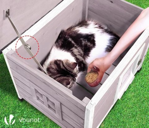 VOUNOT DREWNIANY domek dla kota psa 57 x 45 x 43cm szary