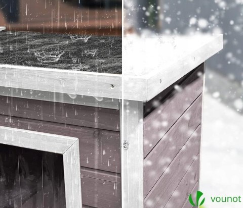 VOUNOT DREWNIANY domek dla kota psa 57 x 45 x 43cm szary