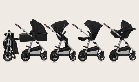 WÓZEK 3w1 GONDOLA SPACERÓWKA FOTELIK LIONELO LO-AMBER 3IN1 BLACK SILVER