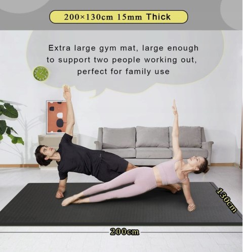 RYTMAT Mata Fitness Sportowa do jogi duża 200x130x1,5 cm