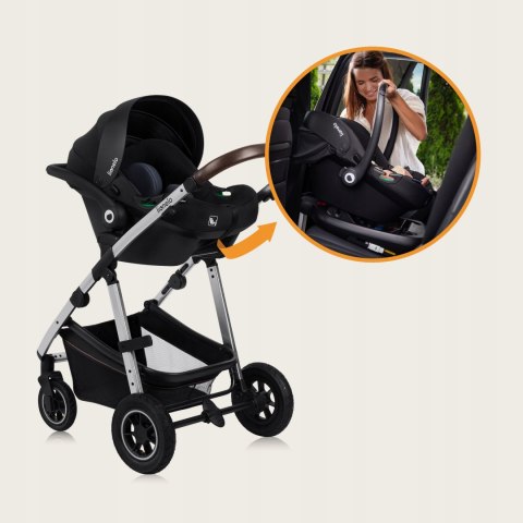 WÓZEK 3w1 GONDOLA SPACERÓWKA FOTELIK LIONELO LO-AMBER 3IN1 BLACK SILVER