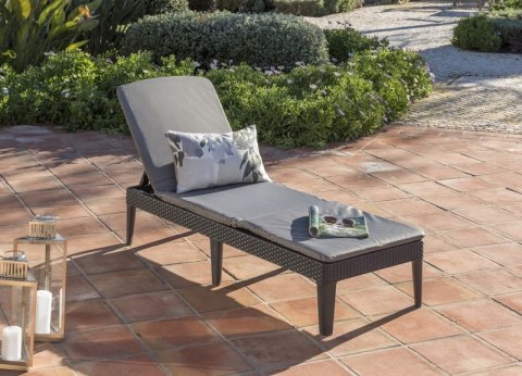Keter Jaipur leżak ogrodowy z regulowanym oparciem + poduszka