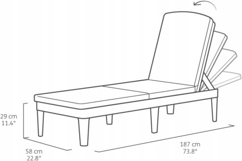 Keter Jaipur leżak ogrodowy z regulowanym oparciem + poduszka